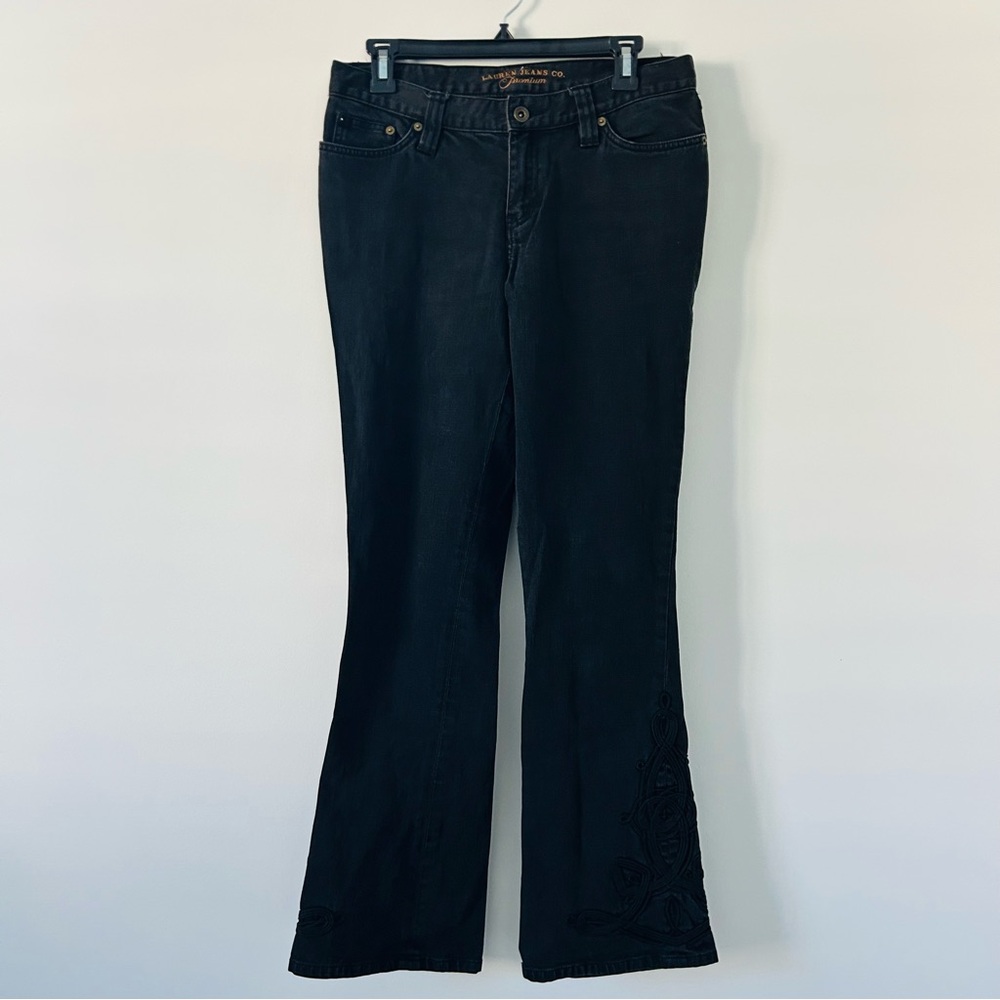 Vintage Lauren Ralph Lauren Black Mid Rise Flare Celtic Knot Embroidered Jeans 6